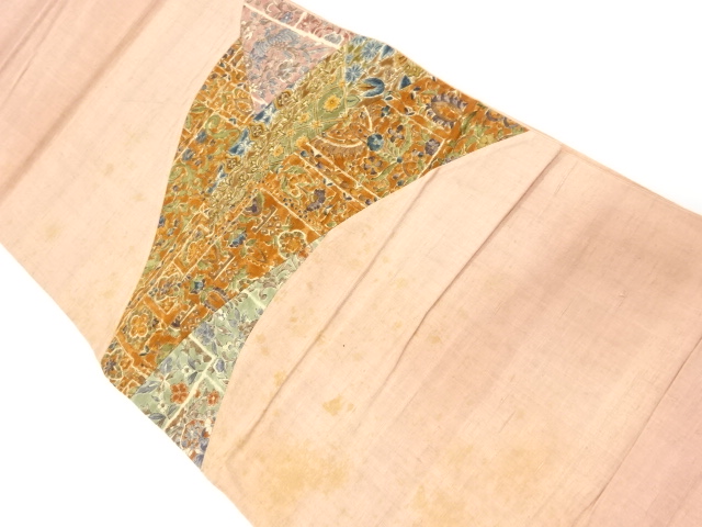 アンティーク　切嵌め更紗模様紬袋帯（材料）